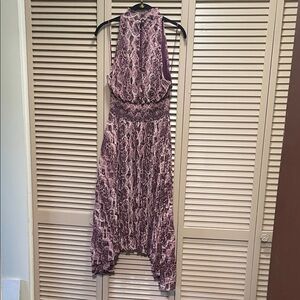 Vici Asymmetrical Dress in Purple Pattern